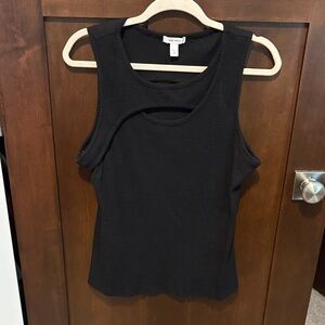 Nine West Black Ribbed Tank Top